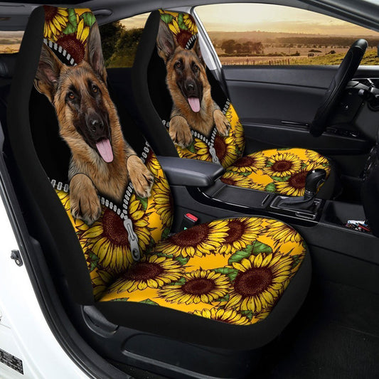 Sunflower German Shepherd Car Seat Covers Custom Car Accessories For German Shepherd Trainers - Gearcarcover - 2