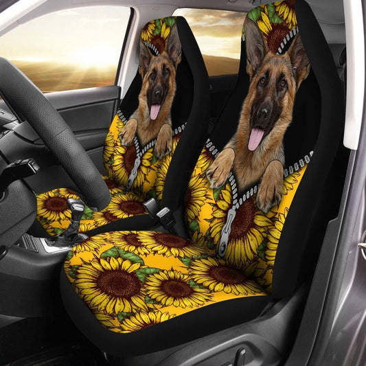 Sunflower German Shepherd Car Seat Covers Custom Car Accessories For German Shepherd Trainers - Gearcarcover - 1