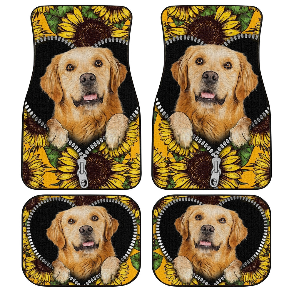 Sunflower Golden Retriever Car Floor Mats Gift Idea For Golden Retriever Owners - Gearcarcover - 1