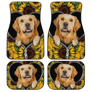 Sunflower Golden Retriever Car Floor Mats Gift Idea For Golden Retriever Owners - Gearcarcover - 1