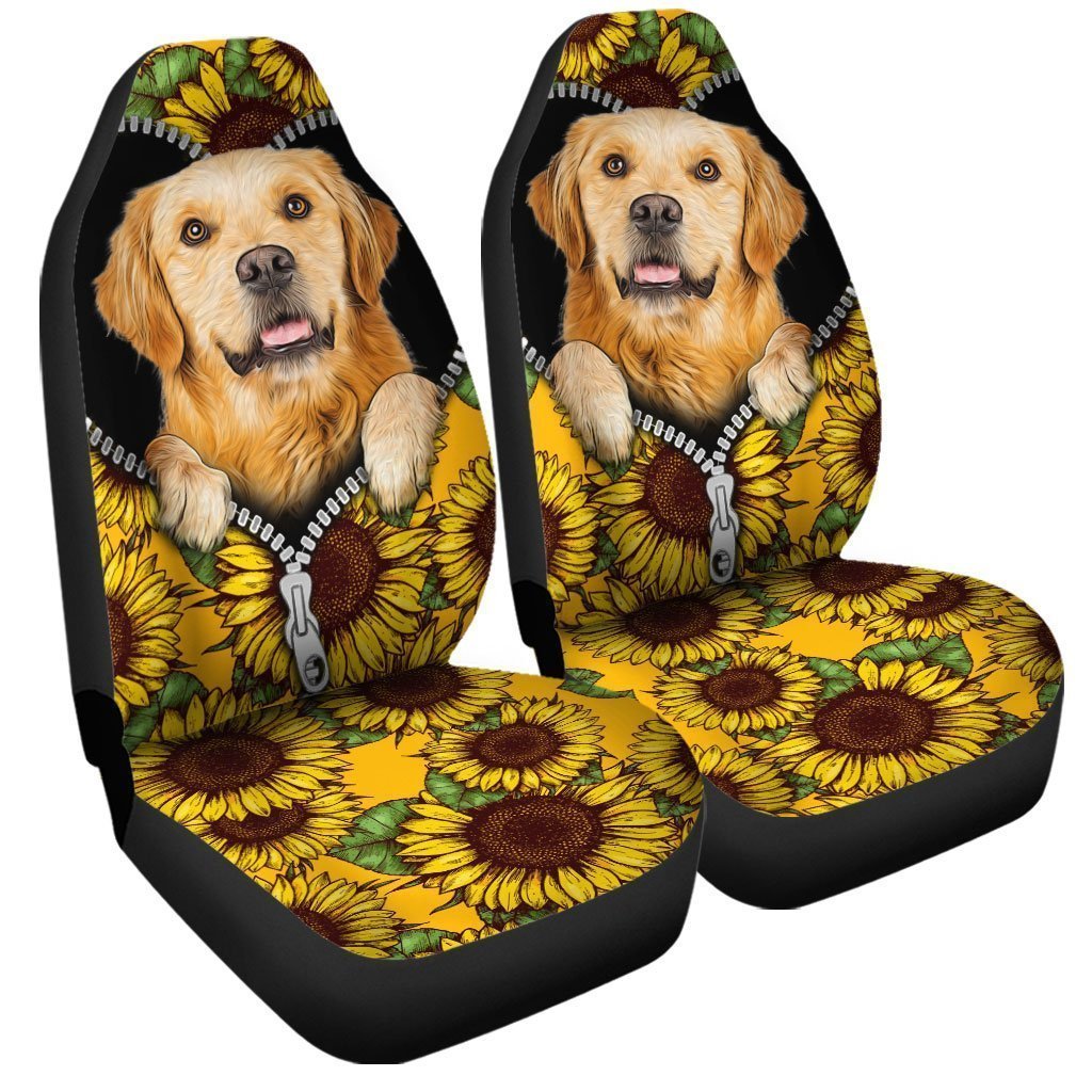 Sunflower Golden Retriever Car Seat Covers Custom Gift Idea For Golden Retriever Owners - Gearcarcover - 3