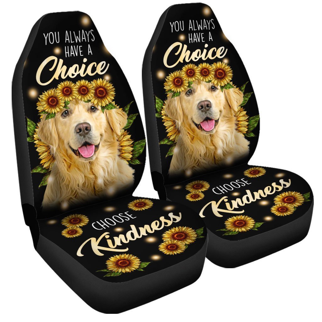 Sunflower Golden Retriever Car Seat Covers Custom Kindness Dog Car Accessories - Gearcarcover - 3
