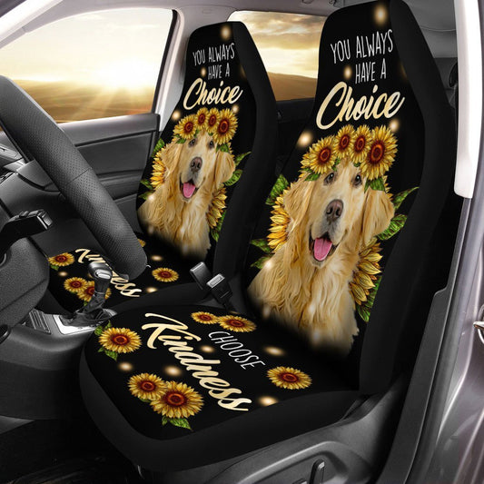 Sunflower Golden Retriever Car Seat Covers Custom Kindness Dog Car Accessories - Gearcarcover - 1
