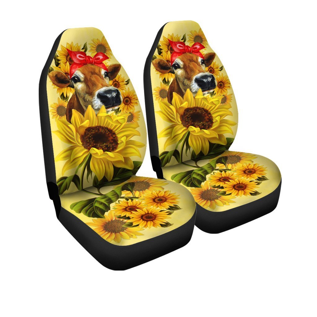 Sunflower Heifer Car Seat Covers Custom Animal Farm Car Accessories - Gearcarcover - 3
