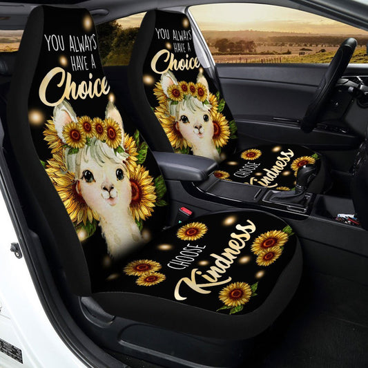 Sunflower Llama Car Seat Covers Custom Llama Car Accessories - Gearcarcover - 2
