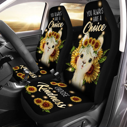 Sunflower Llama Car Seat Covers Custom Llama Car Accessories - Gearcarcover - 1