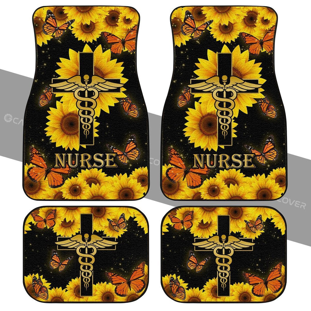 Sunflower Nurse Car Floor Mats Custom Car Accessories For Nurse - Gearcarcover - 2