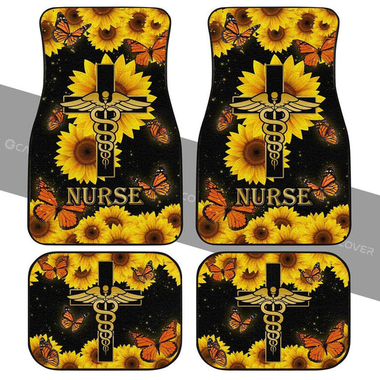 Sunflower Nurse Car Floor Mats Custom Car Accessories For Nurse - Gearcarcover - 2