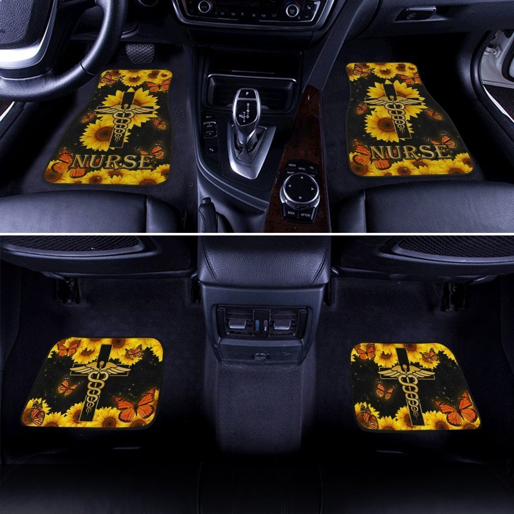 Sunflower Nurse Car Floor Mats Custom Car Accessories For Nurse - Gearcarcover - 3