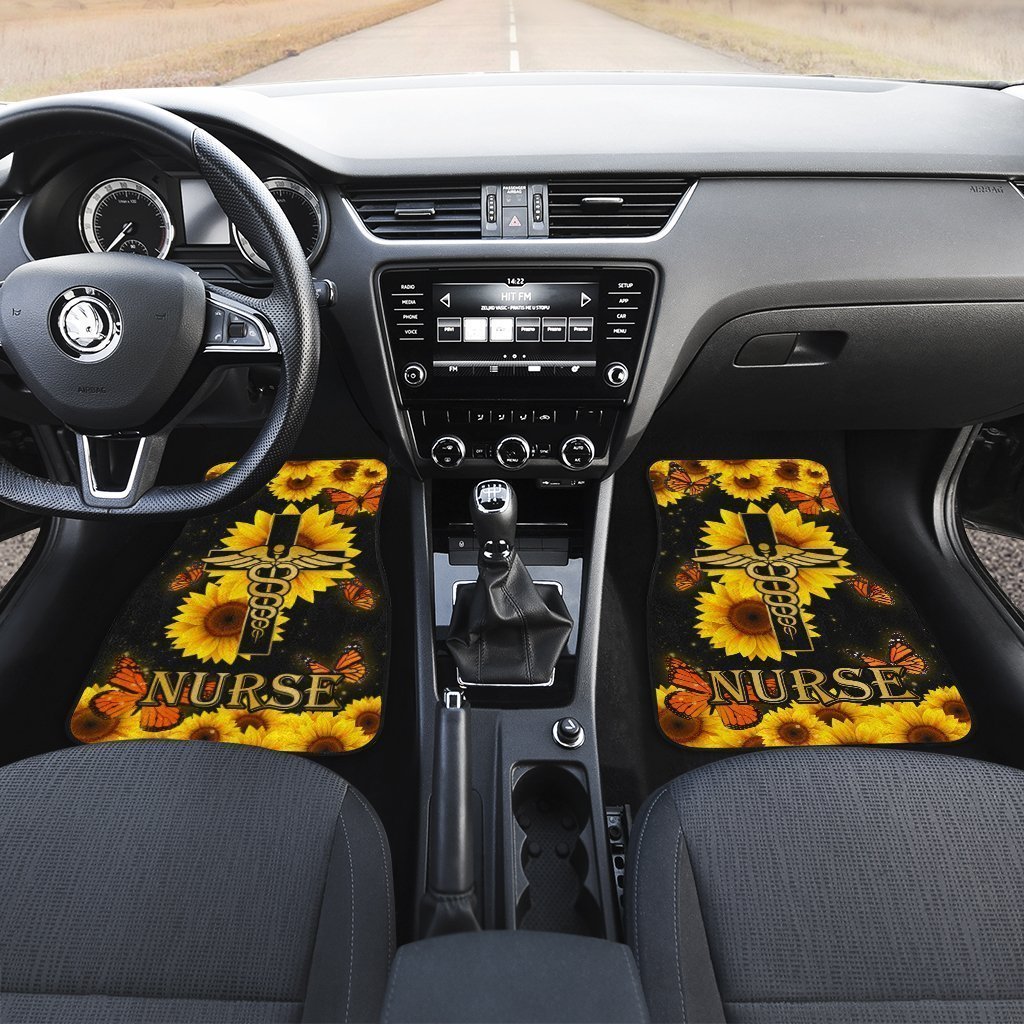 Sunflower Nurse Car Floor Mats Custom Car Accessories For Nurse - Gearcarcover - 4