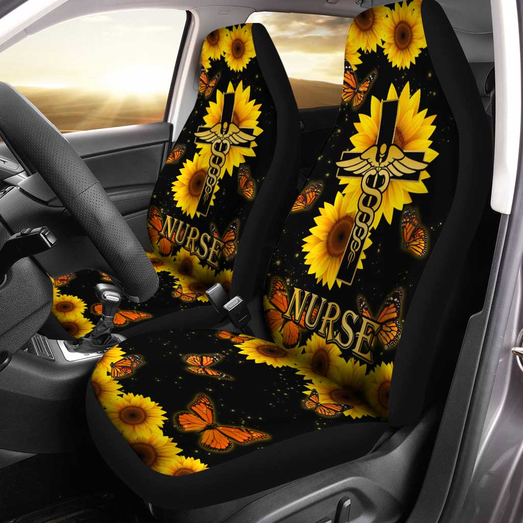 Sunflower Nurse Car Seat Covers Custom Car Interior Accessories - Gearcarcover - 2