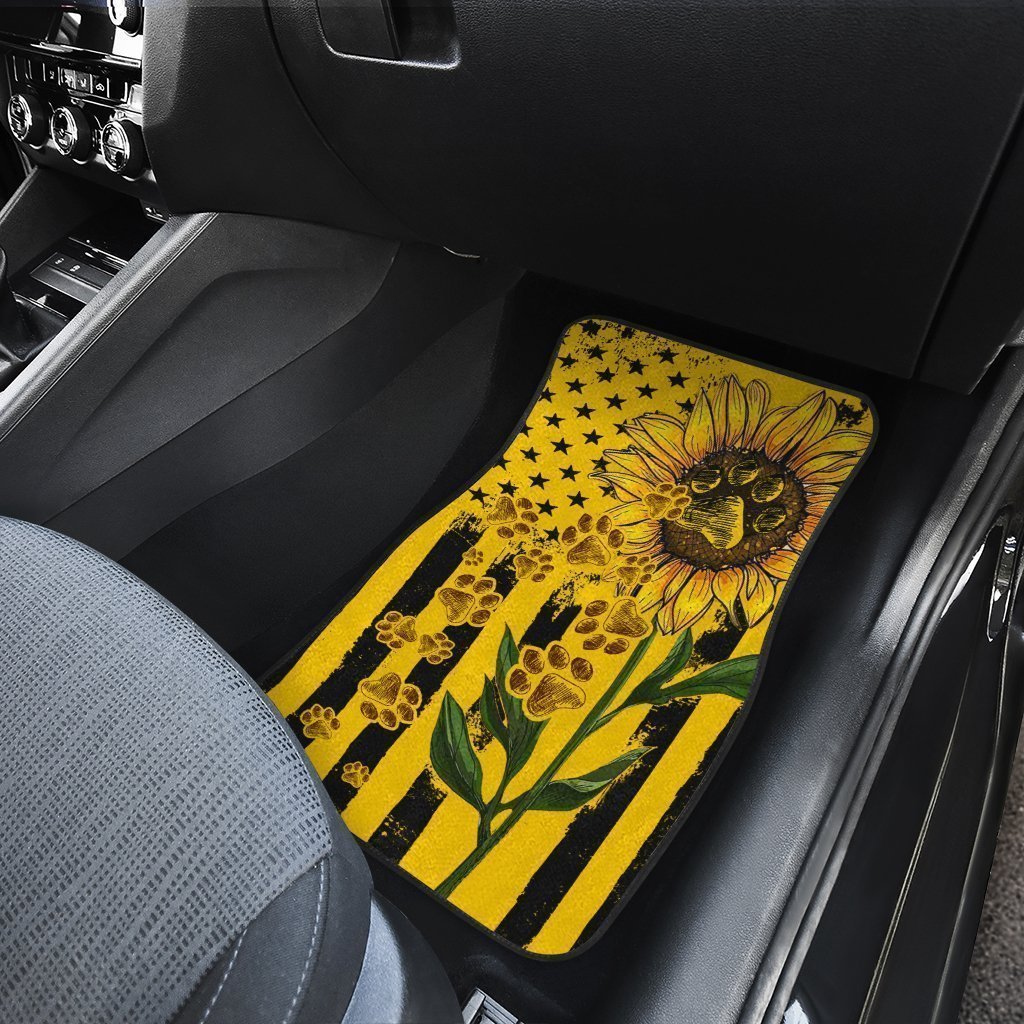 Sunflower Paws Car Floor Mats Custom Car Accessories For Dog Lovers - Gearcarcover - 4