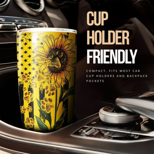 Sunflower Paws Tumbler Cup Stainless Steel Custom For Dog Lovers - Gearcarcover - 2