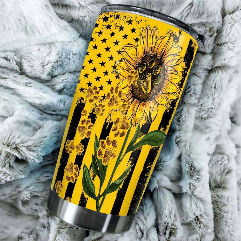 Sunflower Paws Tumbler Cup Stainless Steel Custom For Dog Lovers - Gearcarcover - 4