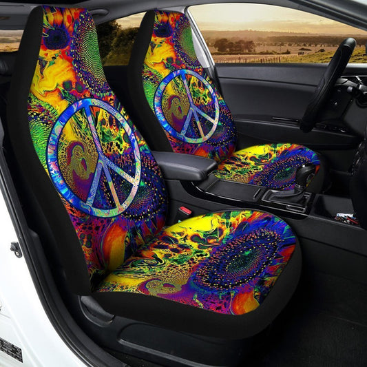 Sunflower Peace Car Seat Covers Custom Hippie Car Accessories - Gearcarcover - 2