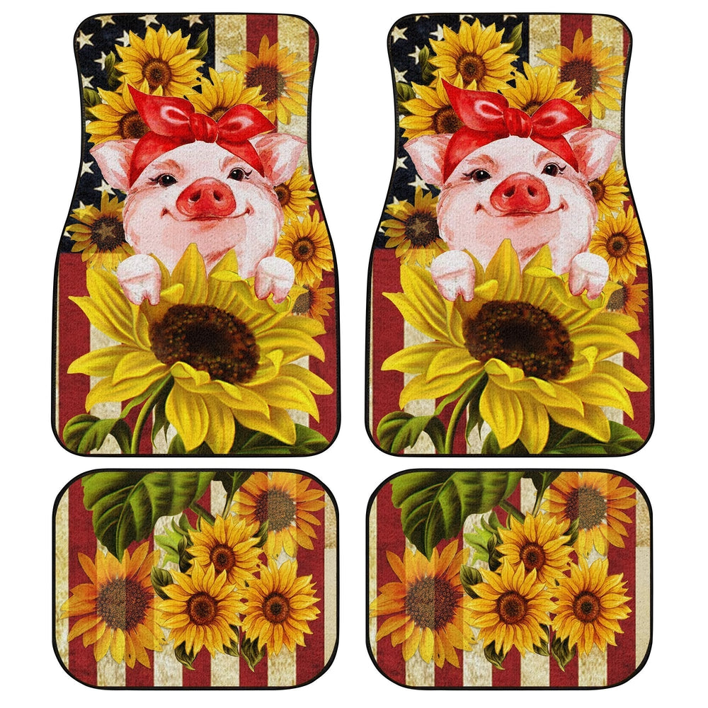 Sunflower Pig Car Floor Mats Custom Car Interior Accessories - Gearcarcover - 1