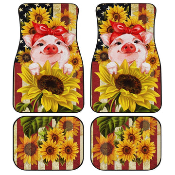Sunflower Pig Car Floor Mats Custom Car Interior Accessories - Gearcarcover - 1