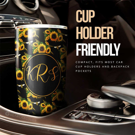 Sunflower Tumbler Cup Custom Personalized Name Car Interior Accessories - Gearcarcover - 2