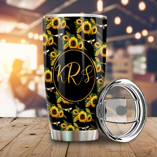 Sunflower Tumbler Cup Custom Personalized Name Car Interior Accessories - Gearcarcover - 1