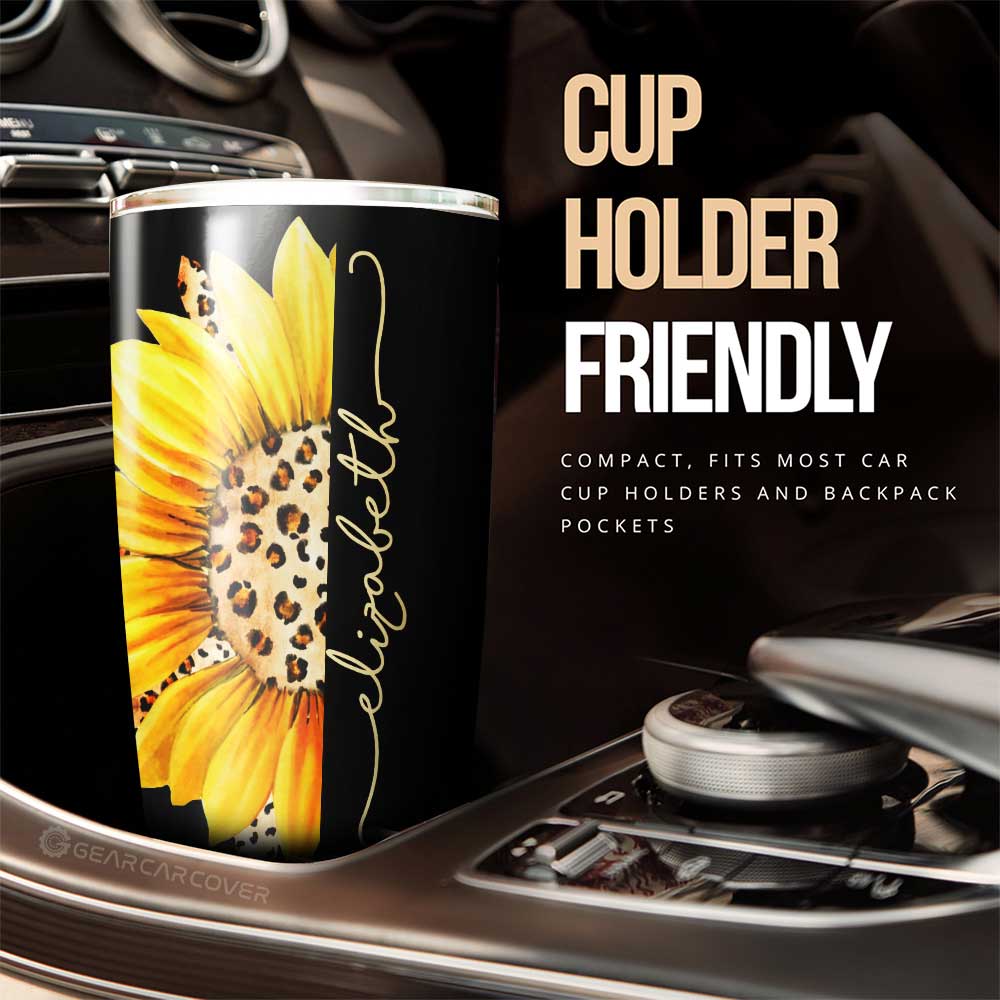 Sunflower Tumbler Cup Custom Personalized Name Car Interior Accessories - Gearcarcover - 2