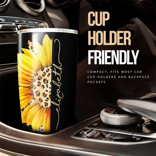Sunflower Tumbler Cup Custom Personalized Name Car Interior Accessories - Gearcarcover - 2