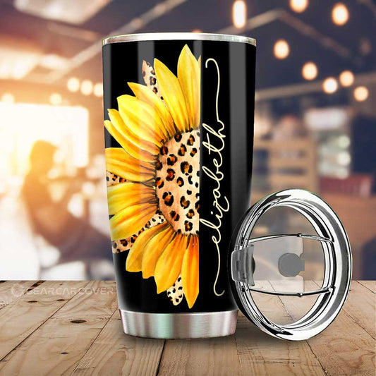Sunflower Tumbler Cup Custom Personalized Name Car Interior Accessories - Gearcarcover - 1