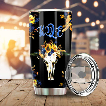 Sunflower Tumbler Cup Custom Personalized Name Car Interior Accessories - Gearcarcover - 1