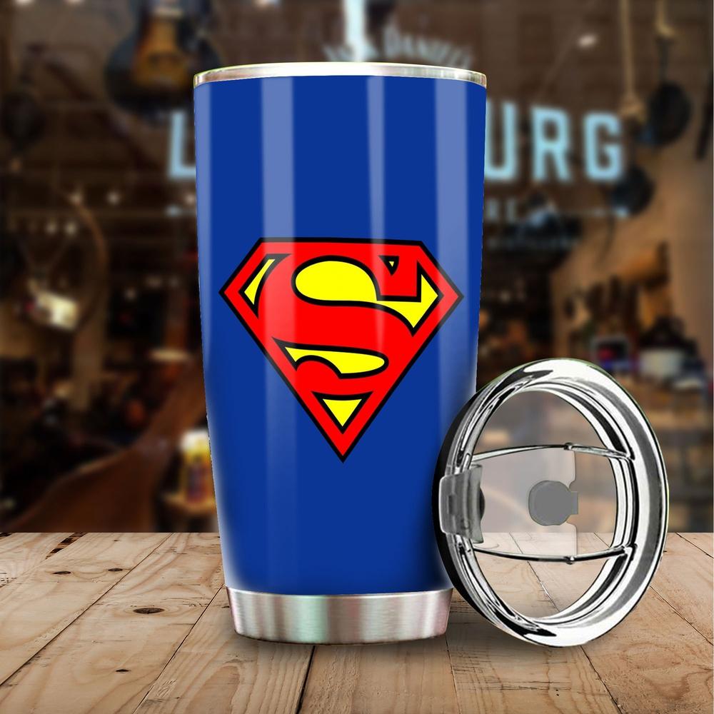 Superman Logo In Blue Tumbler Cup Stainless Steel - Gearcarcover - 1