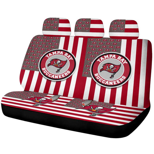 Tampa Bay Buccaneers Car Back Seat Cover Custom US Flag Style - Gearcarcover - 1