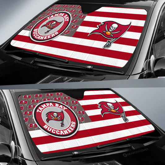 Tampa Bay Buccaneers Car Sunshade Custom US Flag Style - Gearcarcover - 2