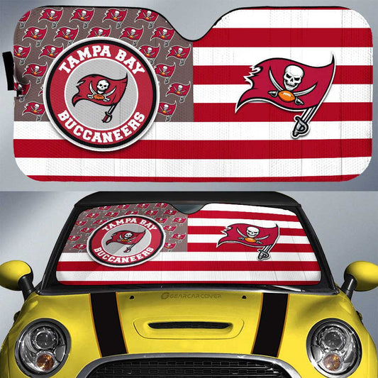 Tampa Bay Buccaneers Car Sunshade Custom US Flag Style - Gearcarcover - 1