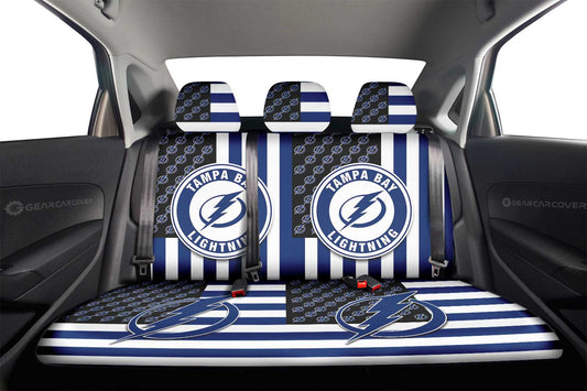 Tampa Bay Lightning Car Back Seat Cover Custom US Flag Style - Gearcarcover - 2