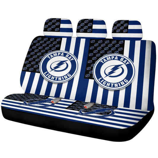 Tampa Bay Lightning Car Back Seat Cover Custom US Flag Style - Gearcarcover - 1