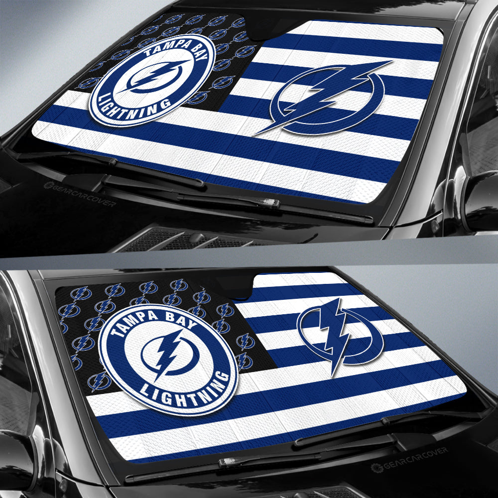 Tampa Bay Lightning Car Sunshade Custom US Flag Style - Gearcarcover - 2