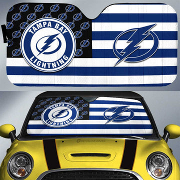 Tampa Bay Lightning Car Sunshade Custom US Flag Style - Gearcarcover - 1