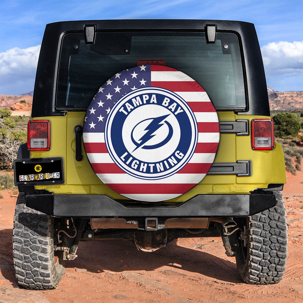 Tampa Bay Lightning Spare Tire Covers Custom US Flag Style