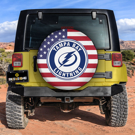 Tampa Bay Lightning Spare Tire Covers Custom US Flag Style - Gearcarcover - 2