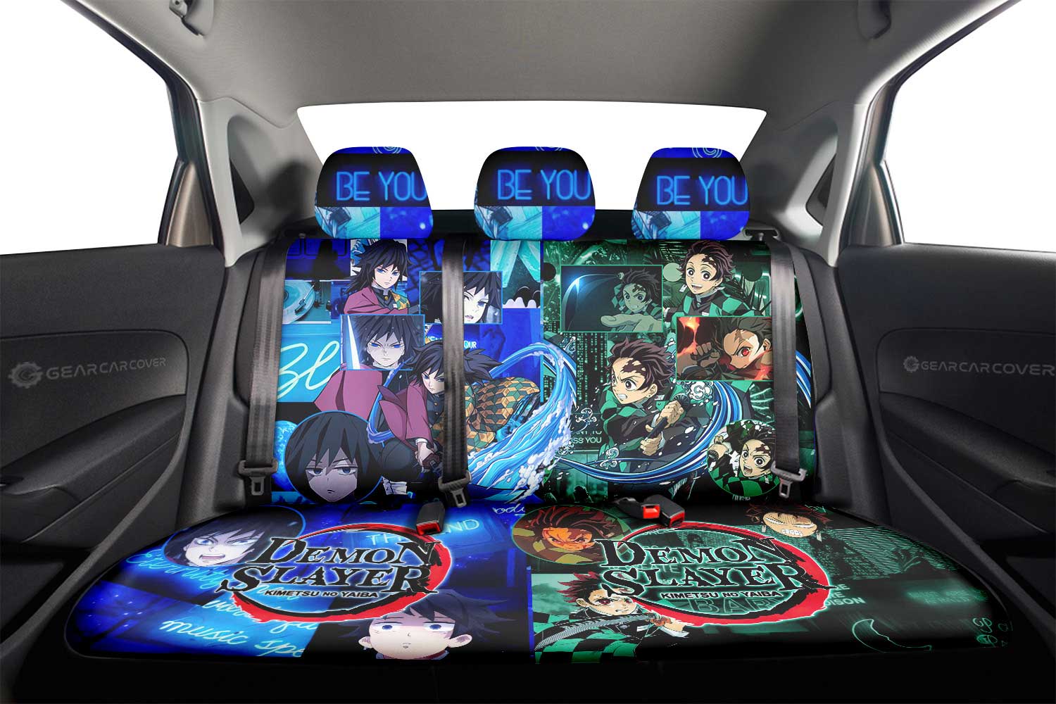 Tanjiro And Giyuu Car Back Seat Cover Custom Demon Slayer Anime - Gearcarcover - 2