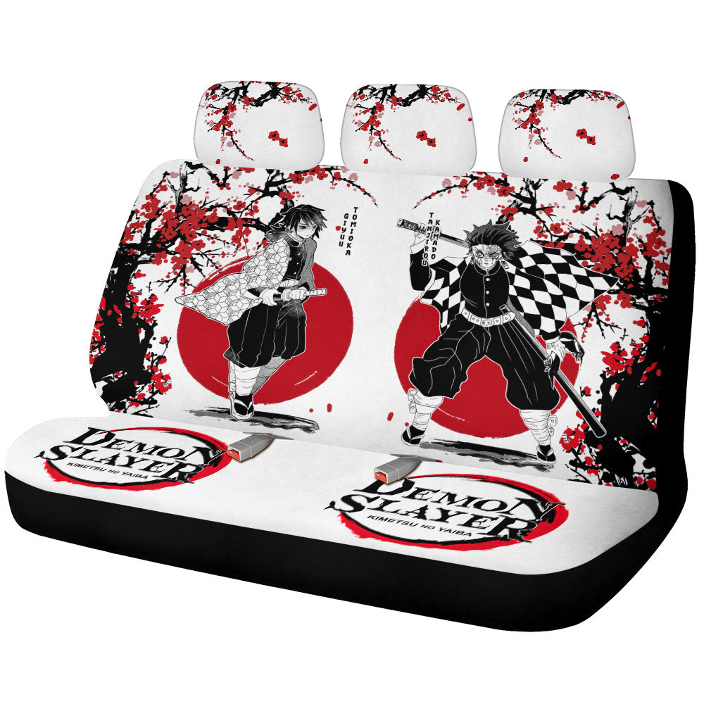 Tanjiro And Giyuu Car Back Seat Covers Custom Japan Style Demon Slayer Anime Car Accessories - Gearcarcover - 1