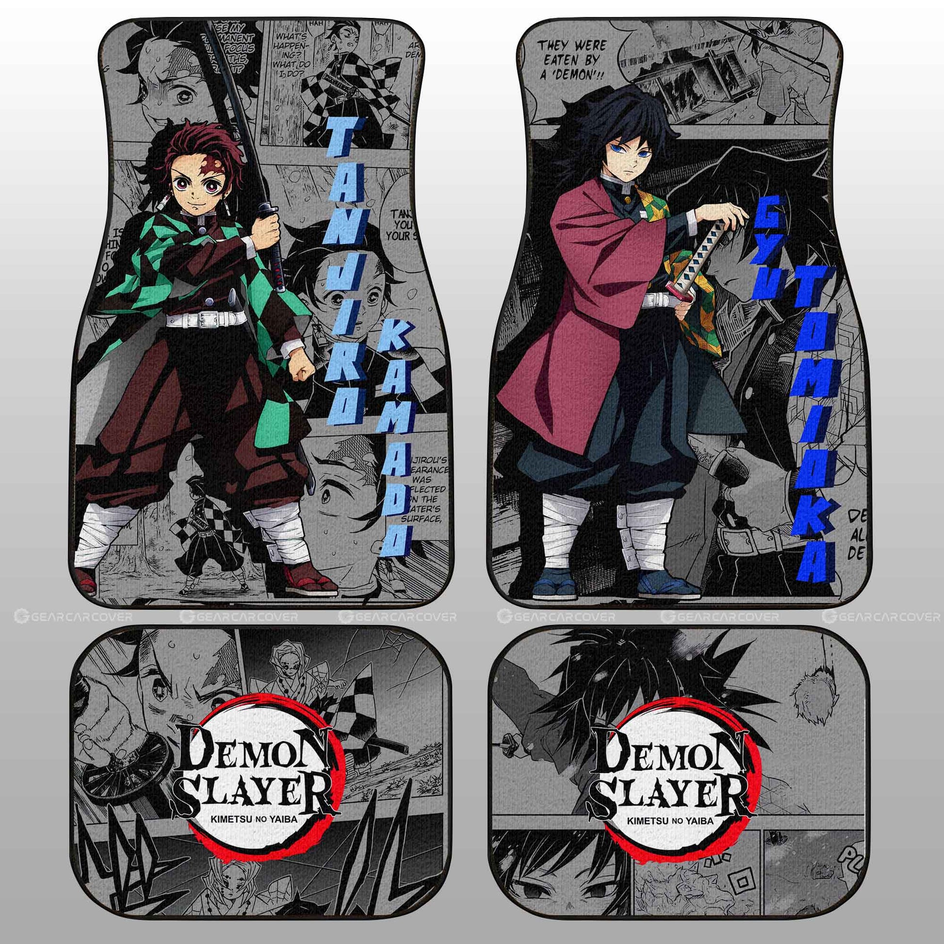 Tanjiro And Giyuu Car Floor Mats Custom Demon Slayer Anime Mix Mangas - Gearcarcover - 1