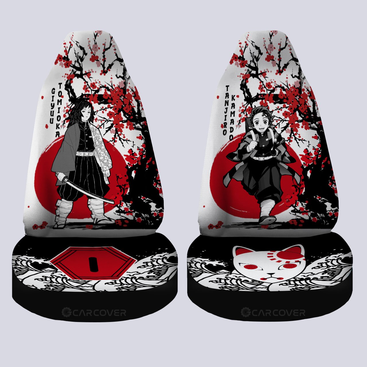Tanjiro And Giyuu Car Seat Covers Custom Japan Style Demon Slayer Anime Car Interior Accessories - Gearcarcover - 4