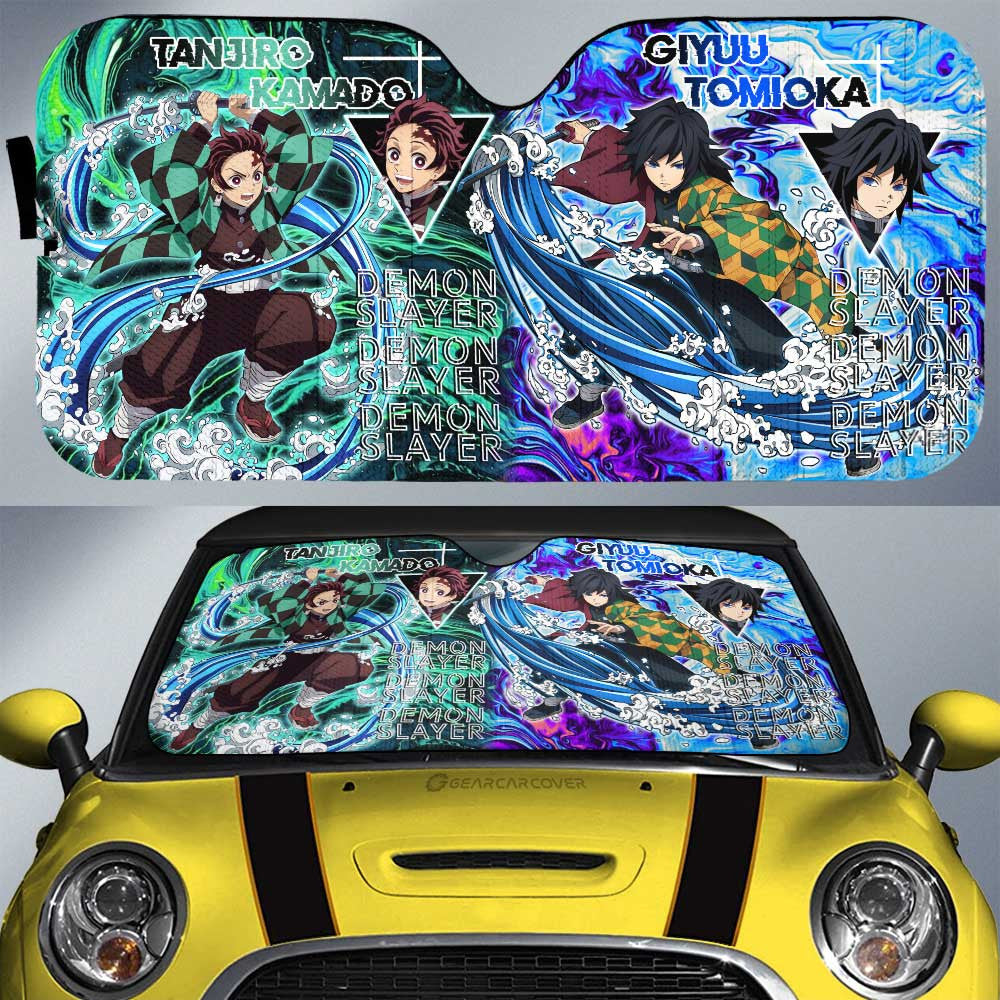 Tanjiro And Giyuu Car Sunshade Custom Demon Slayer Anime Car Accessories - Gearcarcover - 1