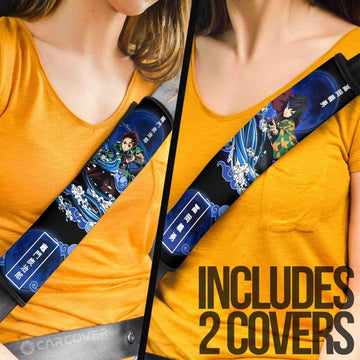 Tanjiro And Giyuu Seat Belt Covers Custom Anime Demon Slayer Car Interior Accessories - Gearcarcover - 1