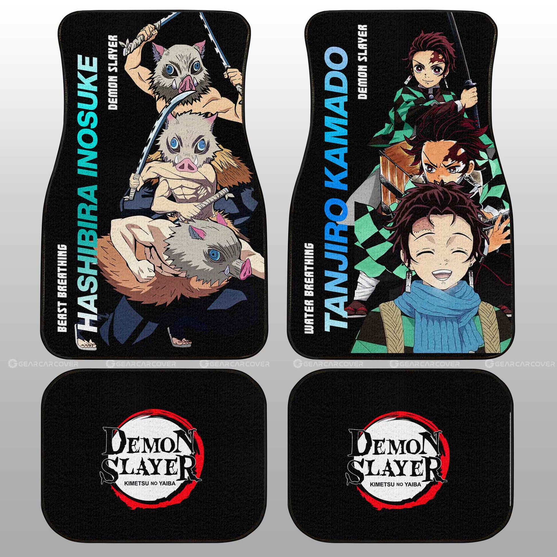 Tanjiro And Inosuke Car Floor Mats Custom Demon Slayer Anime - Gearcarcover - 1