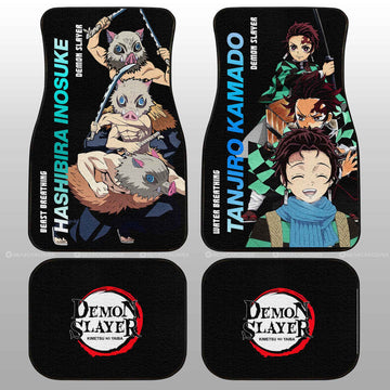 Tanjiro And Inosuke Car Floor Mats Custom Demon Slayer Anime - Gearcarcover - 1