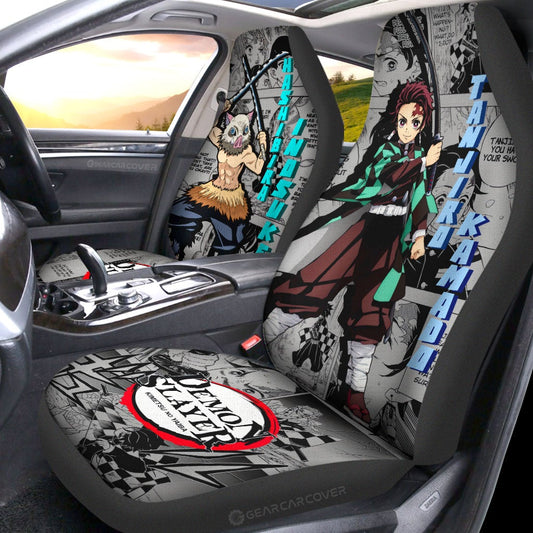 Tanjiro And Inosuke Car Seat Covers Custom Demon Slayer Anime Mix Mangas - Gearcarcover - 2