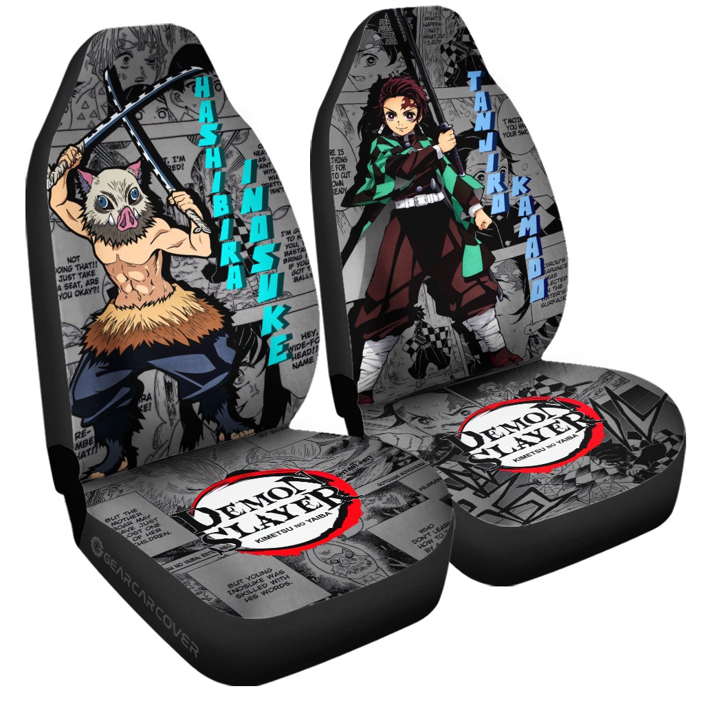 Tanjiro And Inosuke Car Seat Covers Custom Demon Slayer Anime Mix Mangas - Gearcarcover - 3