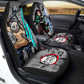 Tanjiro And Inosuke Car Seat Covers Custom Demon Slayer Anime Mix Mangas - Gearcarcover - 1