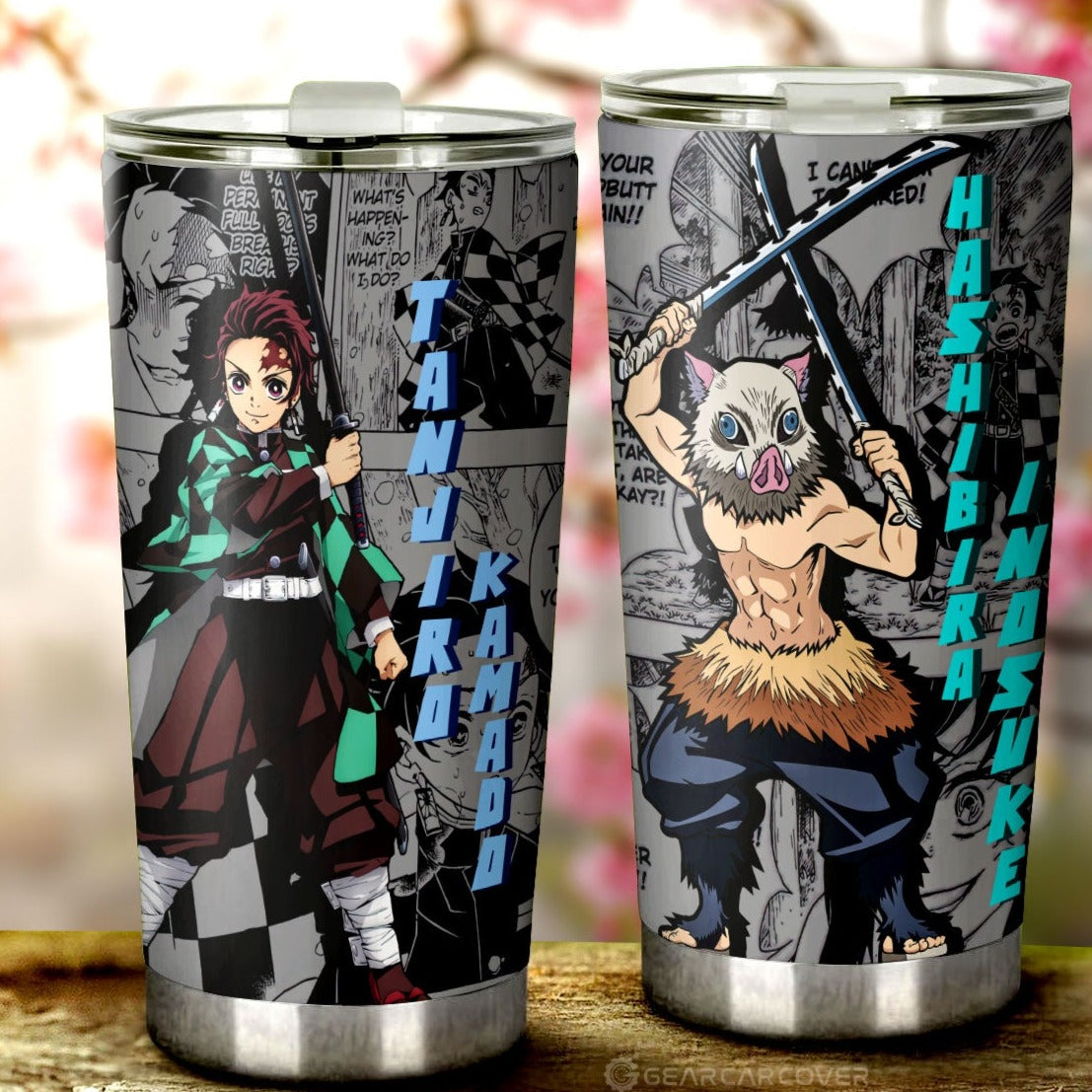 Tanjiro And Inosuke Tumbler Cup Custom Demon Slayer Anime Mix Mangas - Gearcarcover - 1