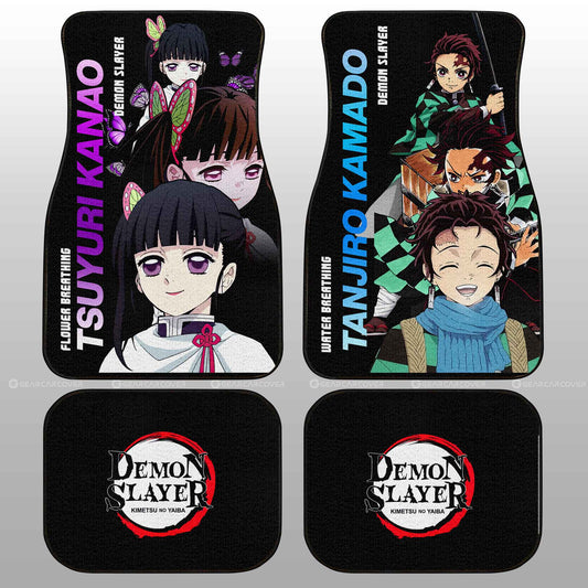 Tanjiro And Kanao Car Floor Mats Custom Demon Slayer Anime - Gearcarcover - 1